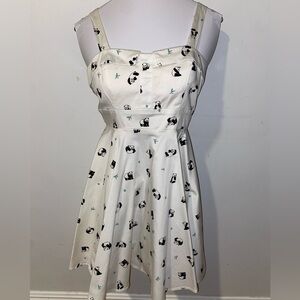 Adorable White Panda Print Kids Dress